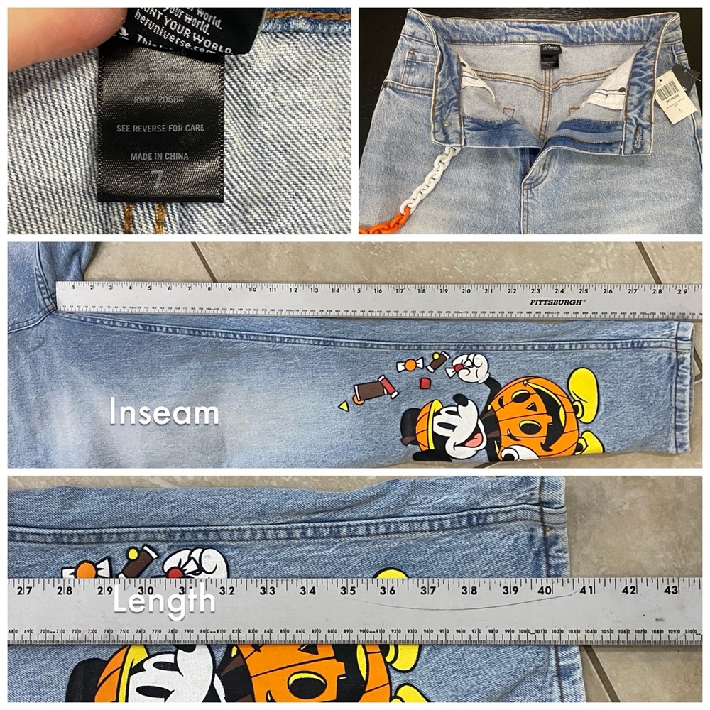 Her Universe Disney Halloween Candy Corn Chain Mom Jeans - junior sz 7 - cotton - Picture 7 of 11